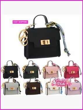 PU Leather Mini Backpack Keychain with Card Slots and Lipstick Pouch